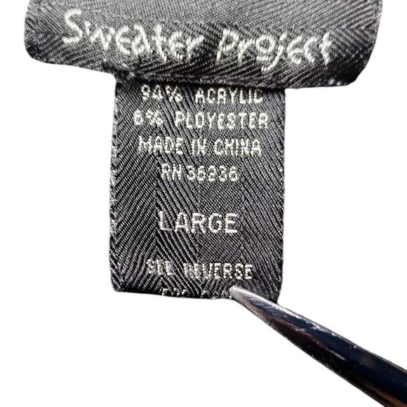 Sweater Project Sweater Short Sleeves Cuffed Pullover Knit Black Womens Large - Picture 9 of 9